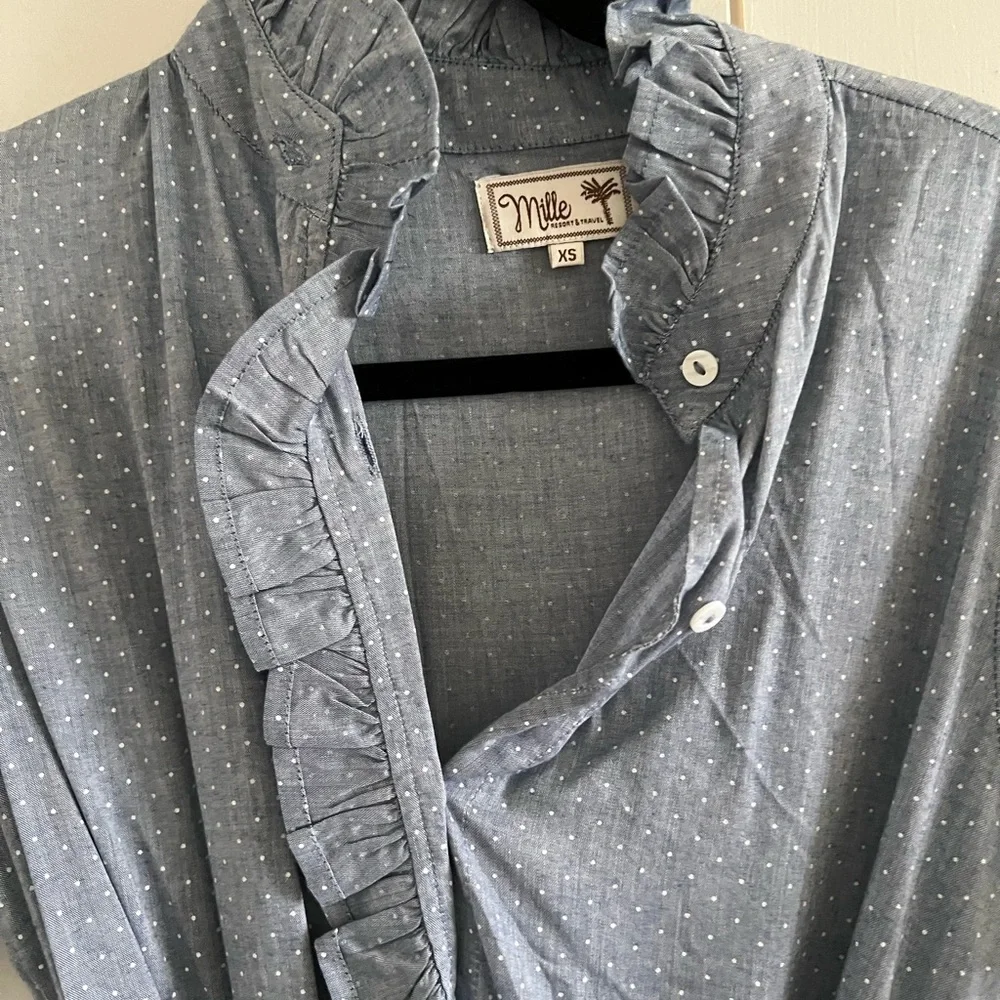 Mille Victoria dress in chambray dot - Picture 4 of 5
